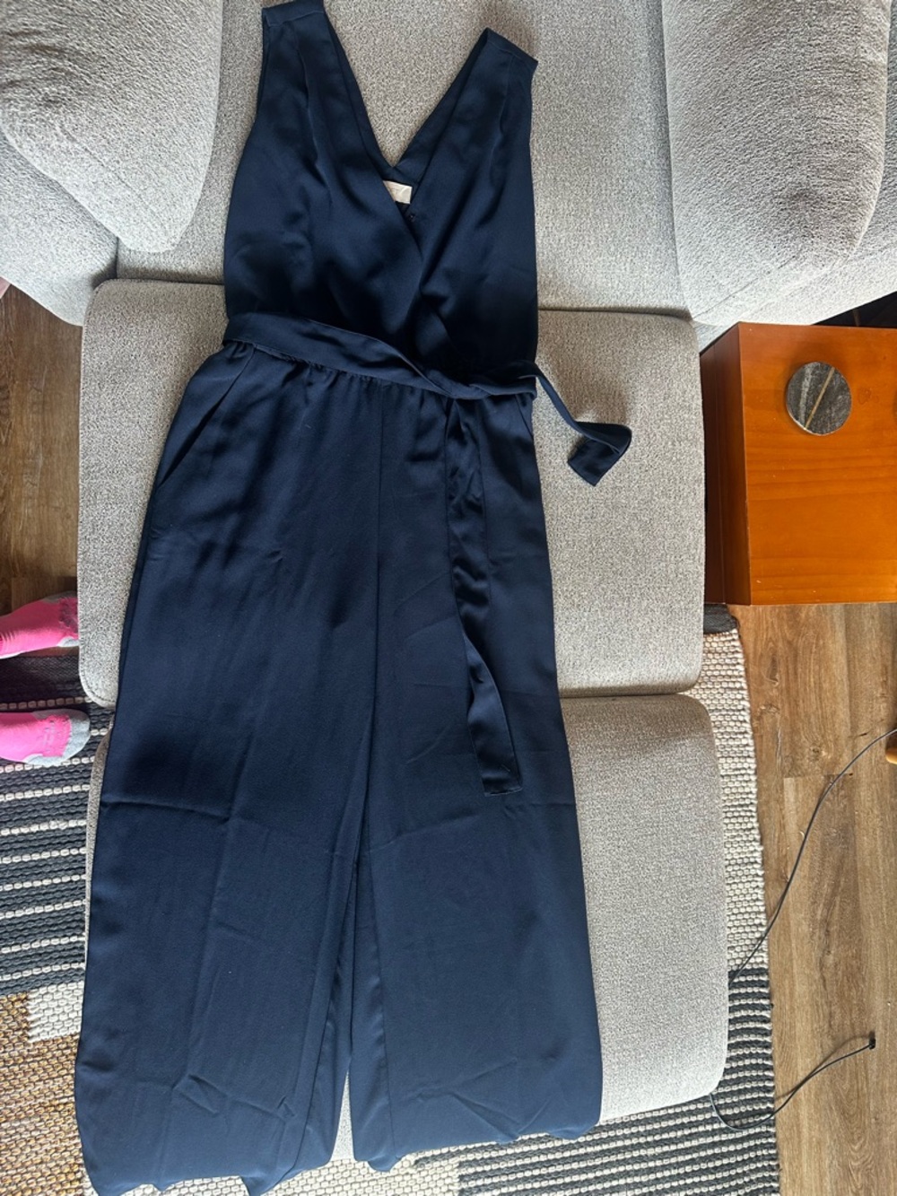 Sleeveless Navy Wide-Leg Jumpsuit